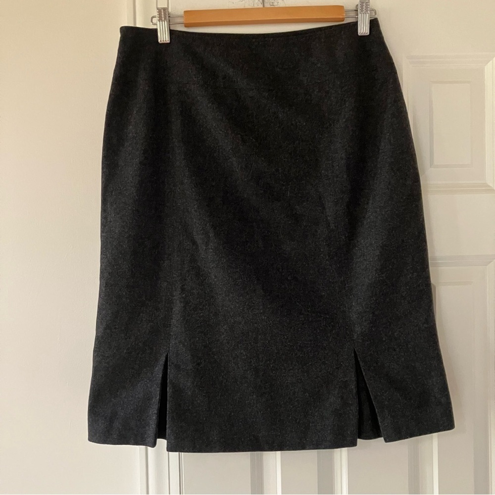 Banana Republic A-Line Gray Wool Skirt Womens Pleated Lined Side Zip (10)